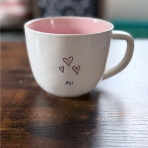 Rae Dunn Pink and White Heart Mug with Mrs